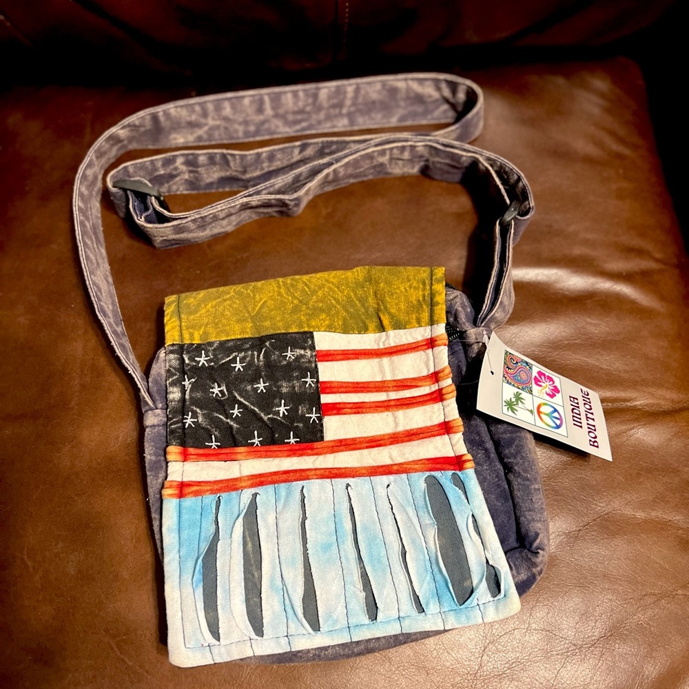 India Boutique | Jean American Flag Crossbody Bag | Tote Cloth Handbag | NWT